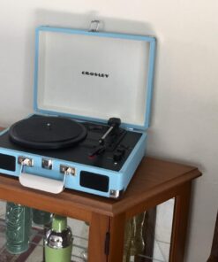 Crosley CR8005D-TU Cruiser Deluxe Vintage 3-Speed Bluetooth Suitcase Vinyl Record Player Turntable, Aqua 33 71RwxBu23PL