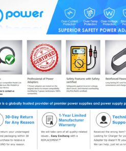 Alternative view of T-Power (6.6ft Long Cable) 5V AC DC Adapter FOR 2Wire ATT 2701HG-B Modem Wireless 2700 HG-B 2700HG-B 2700HGV-E 2700HG Router Wireless Router Charger Power Supply Cord Plug