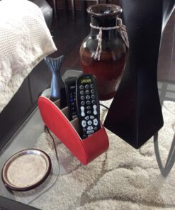 Londo Remote Control Holder with 5 Pockets - Store DVD, Blu-Ray, TV, Roku or Apple TV Remotes - PU Leather with Suede Lining - Slim, Compact Living or Bedroom Storage Red 18 71RyPFgqodL