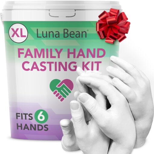 Luna Bean Huge Oversize XL Family Hand Casting Kit – Family Size Hand Molding Kit – Casts 6 Hands Comfortably Adults & Kids, Gifts for Family with Kids - Thanksgiving Gifts Family XL