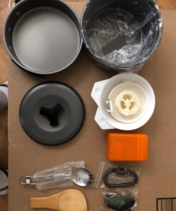 Gold Armour 17 Pieces Camping Cookware Mess Kit Backpacking Hiking Outdoors Gear - Lightweight Cookset, Compact, Durable Pot Pan Bowls, Essential Camping Accessories Equipment Gear (Black) 27 71S0SKhOgPL