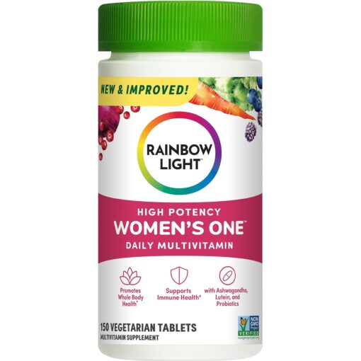 Rainbow Light Womens One High-Potency Daily Multivitamin, Womens Multivitamin Provides High-Potency Immune Support, With Vitamin C, Biotin and Ashwagandha, Vegetarian, 150 Count Women's One 150 Count (Pack of 1)