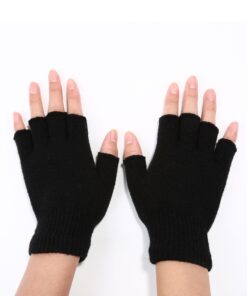 SATINIOR 2 Pair Unisex Half Finger Gloves Winter Stretchy Knit Fingerless Gloves in Common Size Black 13 71S1ArKwxEL 1
