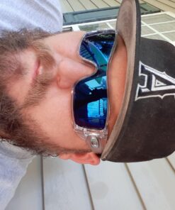 Oakley Men's Oo9101 Batwolf Rectangular Sunglasses Clear/Ice Iridium 58 Millimeters 18 71S1CbiSWtL