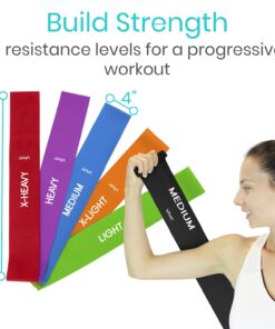 Vive Loop Bands (6 Pack) - Multi Resistance Straight Elastic Set - Stretch Kit for Men, Women, Toning Hip, Butt, Arm, Leg, Booty, Physical Therapy Yoga, Pilates Strength Training - Gym, Home Workout 12 71S1NSbzJYS
