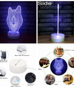 3D Illusion Lamp Animals Wolf Night Light Touch Table Desk Lamps 7 LED Colors Changing Lighting Wolf Shape Acrylic Table Desk Bedroom Decoration Cool Gifts Ideas Birthday Xmas (Animals Wolf) 15 71S1p5 lCuL