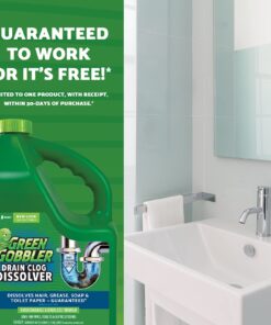 Green Gobbler Drain Clog Remover | Toilet Clog Remover | Dissolve Hair & Organic Materials from Clogged Toilets, Sinks and Drains | Drain Cleaner and Opener, 128 oz 22 71S3K YDL8L