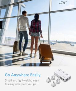 BESTEK Universal Travel Adapter 100-220V to 110V Voltage Converter 250W with 6A 4-Port USB Charging 3 AC Sockets and EU/UK/AU/US/India Worldwide Plug Adapter (White) 01 EU Plug White 24 71S4BsQPkgL