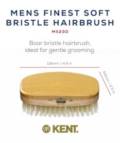Alternative view of Kent MS23D Finest Men's Military Style Hair Brush - Satin and Beechwood Travel Size Base, Soft Pure White Natural Boar Bristle Ideal for Fine or Thinning Hair and Sensitive Scalps