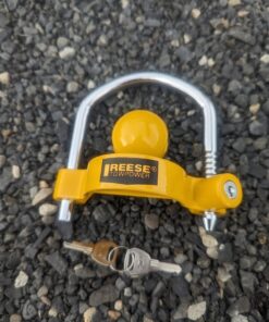 REESE Towpower 72783 Coupler Lock, Adjustable Storage Security, Heavy-Duty Steel, Yellow and Chrome 20 71S5TErVh4L