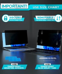 PYS Laptop Privacy Screen 15.6 Inch for Dell HP Lenovo ASUS Acer Msi Samsung - Removable 16:10 Aspect Privacy Protector Screen Filters - Anti Glare & Blue Light Screen Privacy Shield 15.6 Inch (Diagonal) - 16:10 Aspect Ratio 11 71S5ZvShMFL