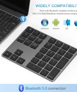 Alternative view of Bluetooth Number Pad, Lekvey Aluminum Rechargeable Wireless Numeric Keypad Slim 34-Keys External Numpad Keyboard Data Entry Compatible for Macbook, MacBook Air/Pro, iMac Windows Laptop Surface Pro etc Bluetooth - Black