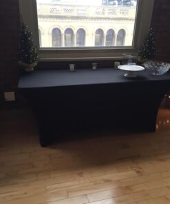 LinenTablecloth 6 ft. Rectangular Stretch Tablecloth Black 17 71S6egn4FiL