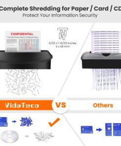 Paper Shredder,VidaTeco 14-Sheet Cross-Cut Shredder with US Patented Cutter,Also Shreds Card/CD,Heavy Duty Paper Shredder for Home Office,Durable&Fast with Jam Proof System,6.6-Gallon Basket (ETL) Cross Cut 14-Sheet 23 71S6qDS2ZtL
