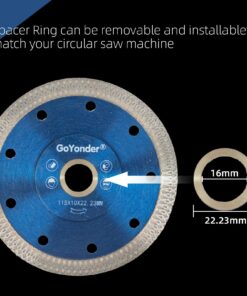 Alternative view of GoYonder 4.5 Inch Tile Blade, Super Thin Diamond Saw Blade for Cutting Porcelain Tiles, Granite Marble Ceramics (4.5") 4.5"(115mm)-Blue
