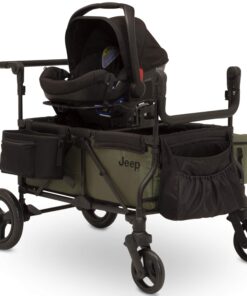 Jeep Deluxe Wrangler Stroller Wagon with Cooler Bag and Parent Organizer by Delta Children, Black/Green 35 71S860aZmL
