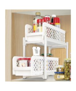 Fox Valley Traders 2 tier Sliding Shelves, One Size Fits All, White 9 71S8pL3bd6L