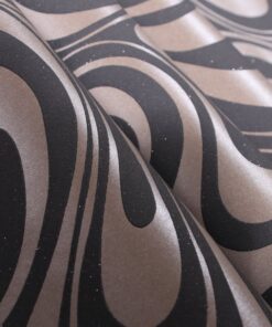 Q QIHANG Modern Abstract Curve 3D Wallpaper Roll Mural Papel De Parede Flocking for Striped Black Brown Color Unpasted Living Room Wall Paper 0.7m x 8.4m=5.88㎡ 30 71S95KlZL