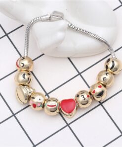Expression Jewelry Emoticon Charms Bracelet - 18K Gold Plated with 10 Pieces of Interchangeable Enamel Beads 22 71S98pDTcqL