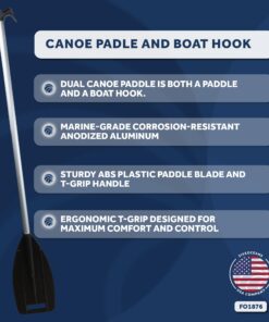 Alternative view of Five Oceans Canoe Paddle, Canoe Paddles and Boat Hook, Black, 4-Feet Long, Anodized Aluminum Shaft, Reinforced ABS Plastic Blade & Hook, Lightweight - FO1876