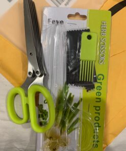 Herb Scissors - 5 Sharp Blades - Cuts, Slices and Chops Herbs 5x Faster - Ideal Time-Saving Kitchen Essential - Cleaning Rake Included - Stainless Steel - with Diamond Shield Cleaning Cloth 13 71SAAk81AqL