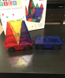 PicassoTiles 2 Piece Car Truck Construction Kit Toy Set Vehicle Educational Building Tile Magnetic Blocks Puzzle Magnets Toys with Re-Enforced Hitch and Long Bed for Girls Boys Toddler Ages 3+ PT20 44 71SC0BXopNL