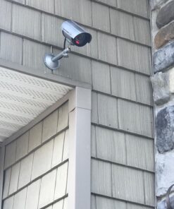 WALI Bullet Dummy Fake Surveillance Security CCTV Dome Camera Indoor Outdoor with one LED Light Warning Security Alert Sticker Decals (TC-S4), 4 Packs, Silver 38 71SCcBBICrL