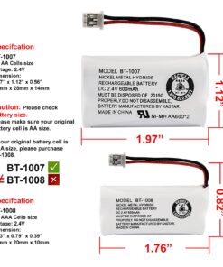New! Genuine Uniden BBTY0651101 BT-1007 NiMH 600mAh DC 2.4V Rechargeable Cordless Telephone Battery (2-Pack) 9 71SDAKIKrNL