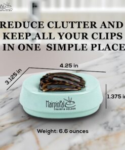 HairpinPal Magnetic Bobby Pin Holder - Easy Hair Clip and Pin Collector - Manage Hair Clips - Keeps Rooms Tidy - Sea Foam Teal - Made in the USA 25 71SDhNMmOL