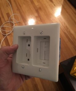 Bryant Electric RR1512W 2-Gang Recessed TV Connection Outlet Plate with 15 Amp 125V Tamper-Resistant Duplex Receptacle with One Pass-Thru Opening, White 1-Pass-Thru Opening 42 71SEy4CGSXL