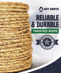 SGT KNOTS Twisted Manila Rope - Natural 3 Strand Fiber Hemp Rope for Indoor and Outdoor Use | Multipurpose Manila Rope for Crafts, DIY Projects, Home Decorating, Climbing | 1/4 in x 10ft 15 71SF2Jh55xL