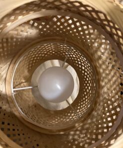 Plug in Pendant Light, Rattan Hanging Lights with Plug in Cord, Hand Woven Bamboo Lampshade Hanging Lamp with 15ft Hemp Rope, On/Off Switch, Plug in Pendant Light Fixture for Living Room Bedroom 43 71SGezeyJAL