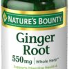 Nature's Bounty Ginger Root Pills and Herbal Health Supplement, Supports Digestive Health, 550mg, 100 Capsules