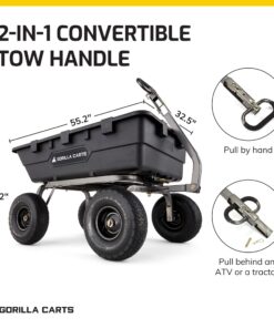 Gorilla Carts Heavy Duty Poly Yard Dump Cart Garden Wagon, Utility Wagon with Easy to Assemble Steel Frame, 1500 Pound Capacity, and 15 Inch Tires 16 71SIRYL KyL