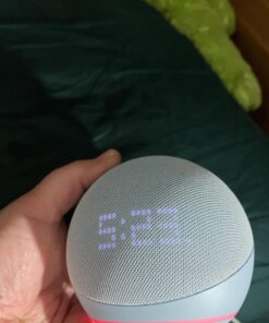 Amazon Echo Dot (5th Gen) with clock | Compact smart speaker with Alexa and enhanced LED display for at-a-glance clock, timers, weather, and more | Cloud Blue Device only 38 71SITLN9tEL