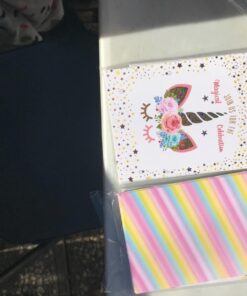 T-Antrix 24 Pcs Unicorn Invitations with 24 Envelopes, Double Sided Rainbow Glitter Unicorn Birthday Party Invitation Cards for Kids Birthday Baby Shower Unicorn Party Supplies 49 71SIbcyE3BL