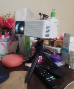 Mini Projector with WiFi and Bluetooth, 1080P Supported iPhone Projector with Projector Stand, Portable Movie Projector for Home Theater/Outdoor, Compatible with iOS/Android/Laptop/TV Stick/HDMI/PS5 Black 44 71SIkveL01L