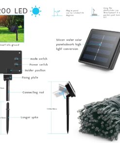 LALAPAO 2 Pack Solar String Lights 72ft 22m 200 LED 8 Modes Solar Powered Xmas Outdoor Lights Waterproof Starry Christmas Fairy Lights for Indoor Gardens Homes Wedding Holiday Party (White) White 144ft 23 71SKYuQtTQL