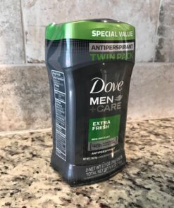 DOVE MEN + CARE Extra Fresh Men's Antiperspirant Deodorant Stick Fresh Twin pack With 72-hour sweat & odor protection with 1/4 Moisturizing Cream & Long-lasting Citrus Scent 2.7 Ounce (Pack of 2) 2.7 Ounce (Pack of 2) 35 71SKZFhjylL