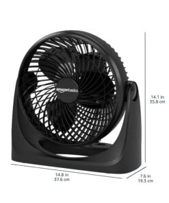 Amazon Basics 3 Speed Small Room Air Circulator Fan, 11-Inch, Blade, Black, 7.6"D x 14.8"W x 14.1"H 28 71SKiDYwWmL