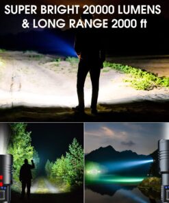HAUSBELL A300 Rechargeable flashlights 20000 Lumens Super Bright Zoomable Waterproof Tactical Camping LED Flashlight with 5 Modes (Battery exclude) A300 1PACK 29 71SLILXpM5L