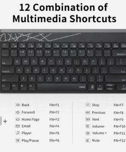 Rapoo K800 2.4G Wireless Keyboard Small Silent Compact Low-Profile Plug and Go for Computer/Desktop/PC/Laptop/Notebook/Smart TV Travel Business Keyboards Black 13 71SLOC11P9L