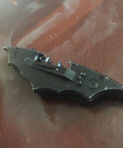 Dark Twin Blade Knife - Double Edge Folding Pocket with clip, 11" Stainless Steel Two Sharp Cut (Black) Black 73 71SLU6mPR L