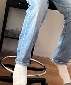 Amazon Basics Mid-back Mesh Office Drafting Chair Stool with Adjustable Footrest, Black No Arms 50 71SMKpoi6L