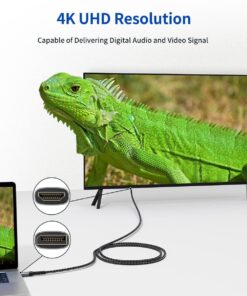 JSAUX 4K DisplayPort to HDMI Cable Adapter 10FT, DP to HDMI Male Video UHD 1440P/2K@120Hz,4K@30 Nylon DP to HDTV Uni-Directional Cord for Dell, Projector, Desktop, AMD, NVIDIA, Lenovo, HP, ThinkPad Grey 1 20 71SMq0mGBTL