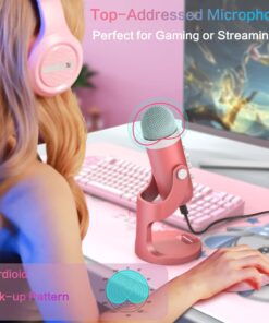 ZealSound Gaming USB Pink Microphone with Quick Mute for Phone Computer PC PS5,Studio Mic with Gain Control,Echo&Monitor Volume Adjust for Streaming Vocal Recording ASMR Podcast Video K66 22 71SMw1pz KL