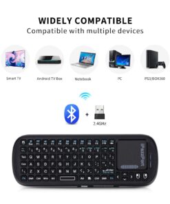 iPazzPort Upgrade Mini Bluetooth Keyboard Remote, Wireless 2.4GHz with Touchpad Mouse Combo Controller for Smart TV, Laptop, Android TV Box,Windows MacOS KP-19SM black 12 71SNFalhSqL
