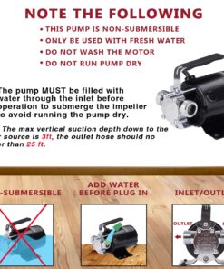 EXTRAUP 115Volt 330 GPH Portable Low Suction Electric Water Transfer Removal Utility Pump With Suction Hose Kit w/o switch 13 71SNGFsKKyL