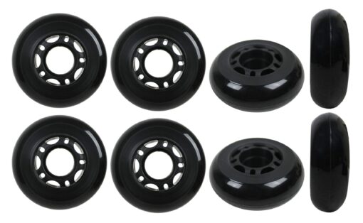 KSS 64mm 82A Inline Skate Wheels with 5-Spoke Hub (8 Pack), 64mm, Black/Grey/Red