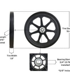 Marathon 92001 20x2.0 Flat Free Cart Tire on Plastic Rim, 3/4" Bearing, 1 Pack 28 71SOIPmsW L